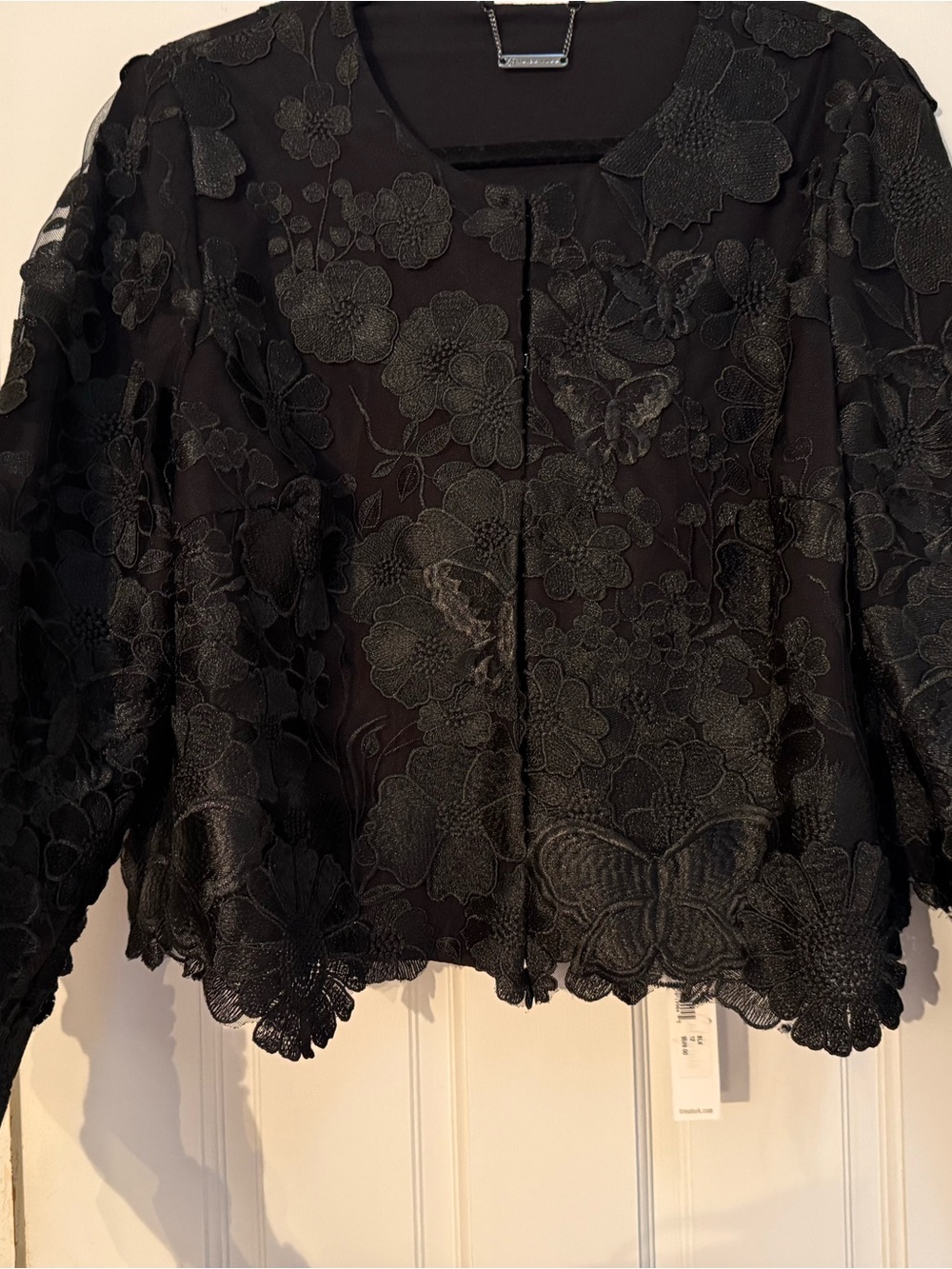 Trina Turk Black Floral Lace Overlay Blouse